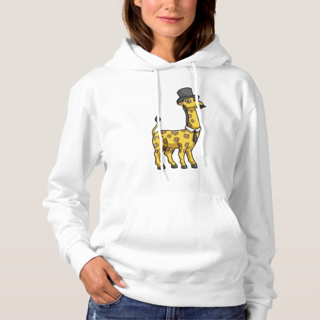 Giraffe som gentleman med Hat, Tie och Mustache T Shirt (Framsida)