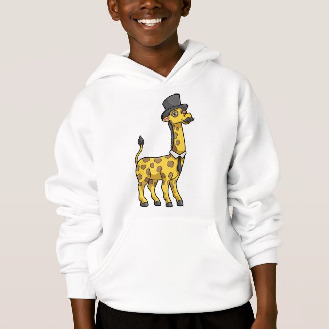Giraffe som gentleman med Hat, Tie och Mustache T Shirt (Framsida)