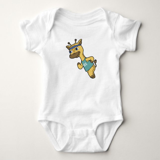 Giraffe som Joggare vid körning med huvudband T Shirt (Framsida)