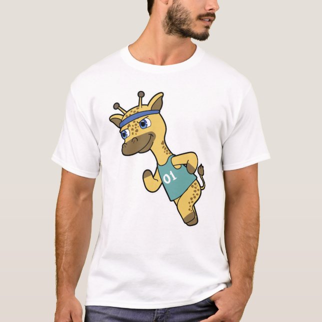 Giraffe som Joggare vid körning med huvudband T Shirt (Framsida)