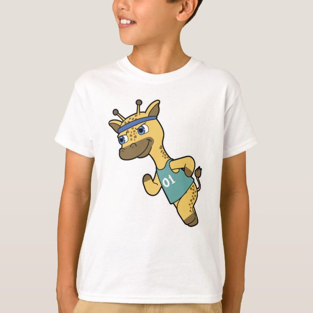 Giraffe som Joggare vid körning med huvudband T Shirt (Framsida)