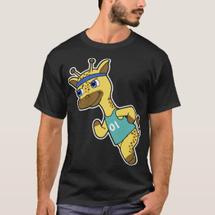 Giraffe som Joggare vid löpning med huvud T Shirt