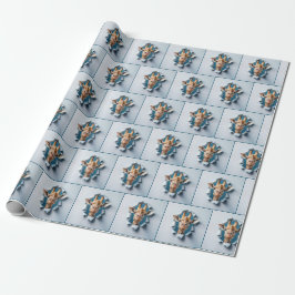 Giraffe som kommer från ett Pappert horn Hål Presentpapper