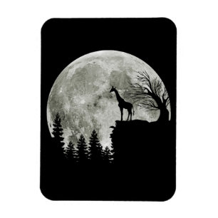 Giraffe som står på Måne Halloween-gåva Magnet