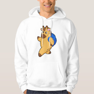 Giraffe som Student med ryggsäck Hoodie
