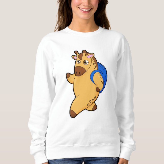 Giraffe som Student med ryggsäck T Shirt (Framsida)