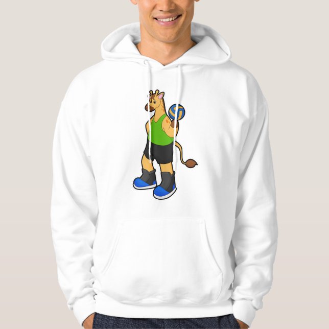 Giraffe som Volleyball-spelare med Volleyball Hoodie (Framsida)