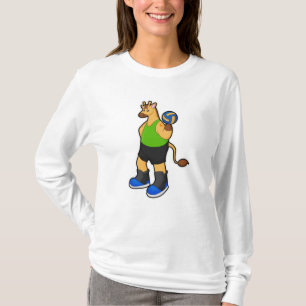 Giraffe som Volleyball-spelare med Volleyball T Shirt