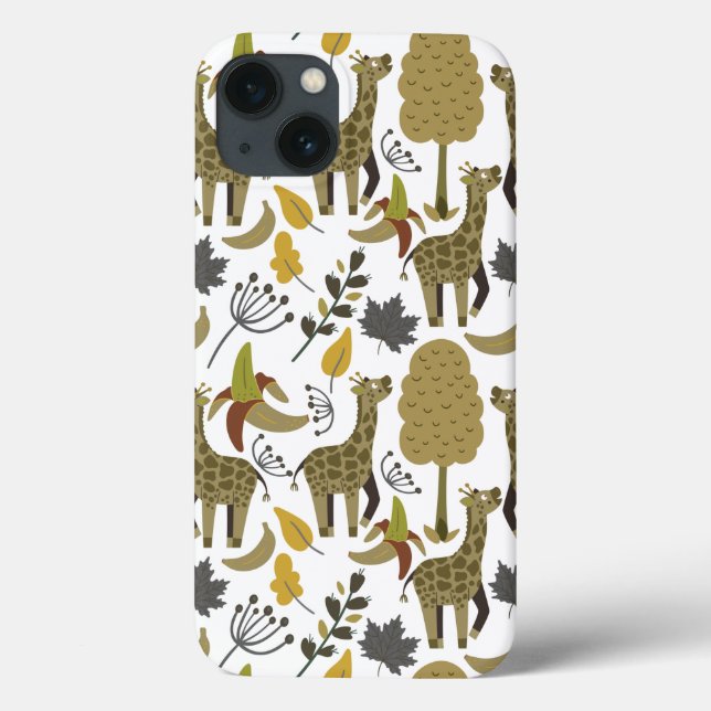 Giraffe, sömlös gult i mönster, vit hög (Baksida)