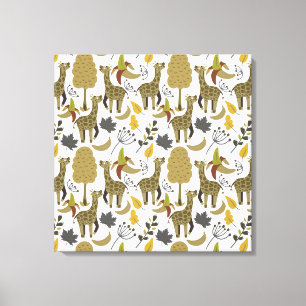 Giraffe, sömlös gult i mönster, vit hög canvastryck