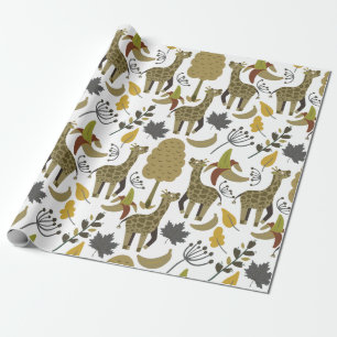 Giraffe, sömlös gult i mönster, vit hög presentpapper