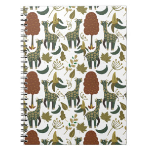 Giraffe sömlös mönster Färgfyllt blommönster Anteckningsbok