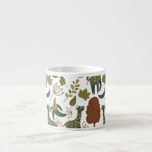 Giraffe sömlös mönster   Färgfyllt blommönster Espressomugg