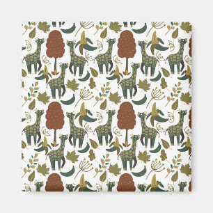 Giraffe sömlös mönster   Färgfyllt blommönster Magnet