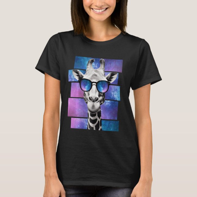 Giraffe Space Glass Galaxy Sunglass Memman T Shirt (Framsida)