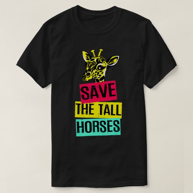 Giraffe Spara Tall Horses T Shirt (Design framsida)