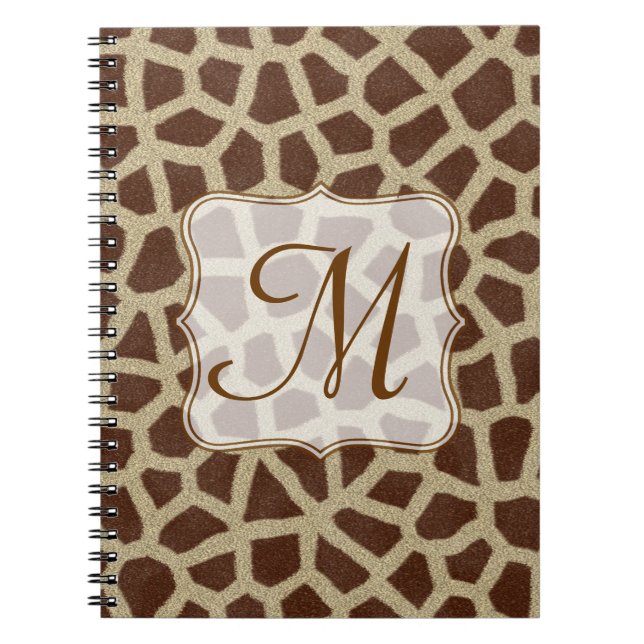 Giraffe Spot Animal Monogram Inledande anmärkning  Anteckningsbok Med Spiral (Framsidan)