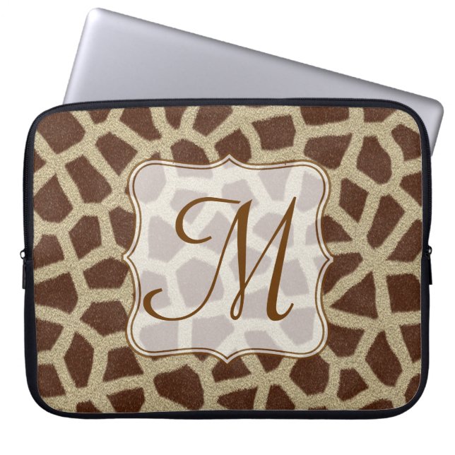 Giraffe Spot Animal Print Monogram 15-tums bärbar  Laptop Fodral (Framsidan)