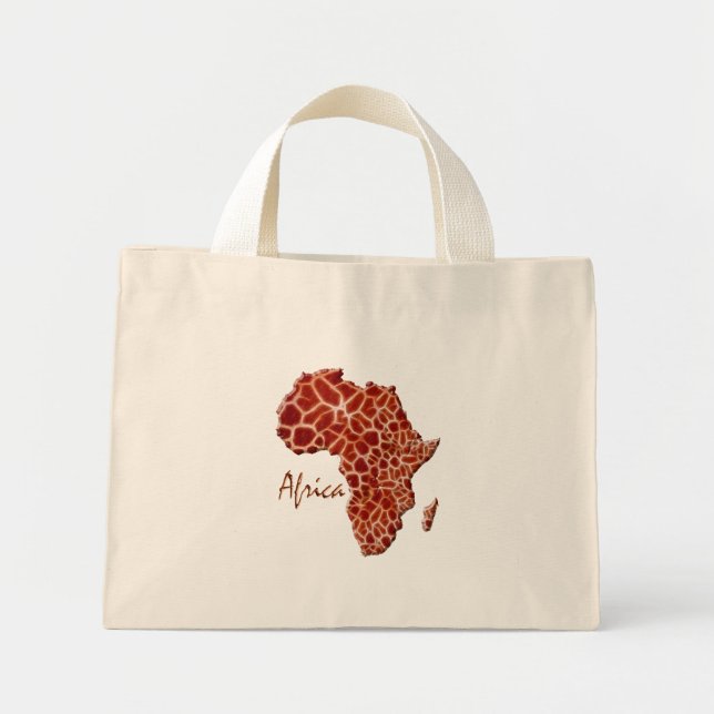 Giraffe Spoted Karta of Afrika Tote Bag Mini Tygkasse (Framsidan)