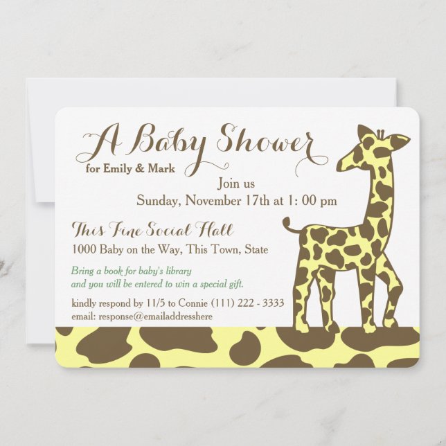 Giraffe Spots Baby Shower Inbjudningar (Framsida)
