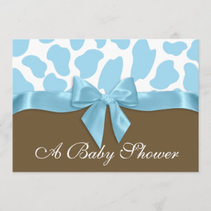 Giraffe Spots och Blue Bow Baby Shower Inbjudningar