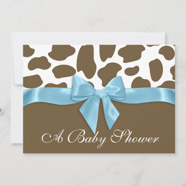 Giraffe Spots och Blue Bow Baby Shower Inbjudningar (Framsida)