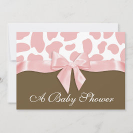 Giraffe Spots och Rosa Bow Baby Shower Inbjudningar