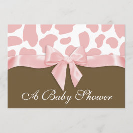 Giraffe Spots och Rosa Bow Baby Shower Inbjudningar
