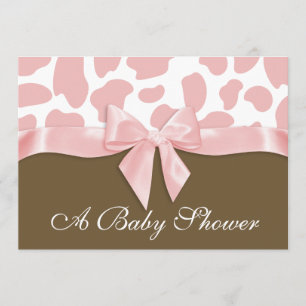 Giraffe Spots och Rosa Bow Baby Shower Inbjudningar