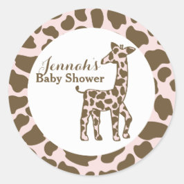 Giraffe Spots Rosa Baby Shower Runt Klistermärke
