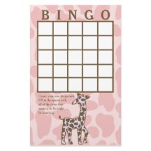 Giraffe Spots Rosa Bingo Card