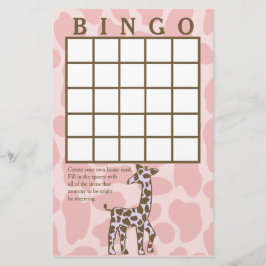 Giraffe Spots Rosa Bingo Card Brevpapper
