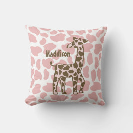 Giraffe Spots Rosa och Brown Kudde
