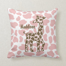 Giraffe Spots Rosa och Brown Kudde