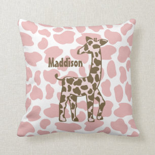 Giraffe Spots Rosa och Brown Kudde