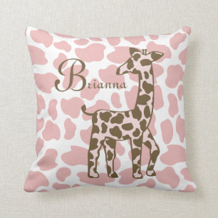 Giraffe Spots Rosa och Brown Kudde
