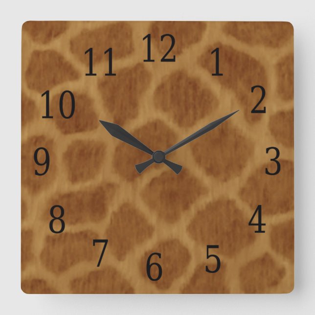Giraffe Square Clock Fyrkantig Klocka (Framsida)