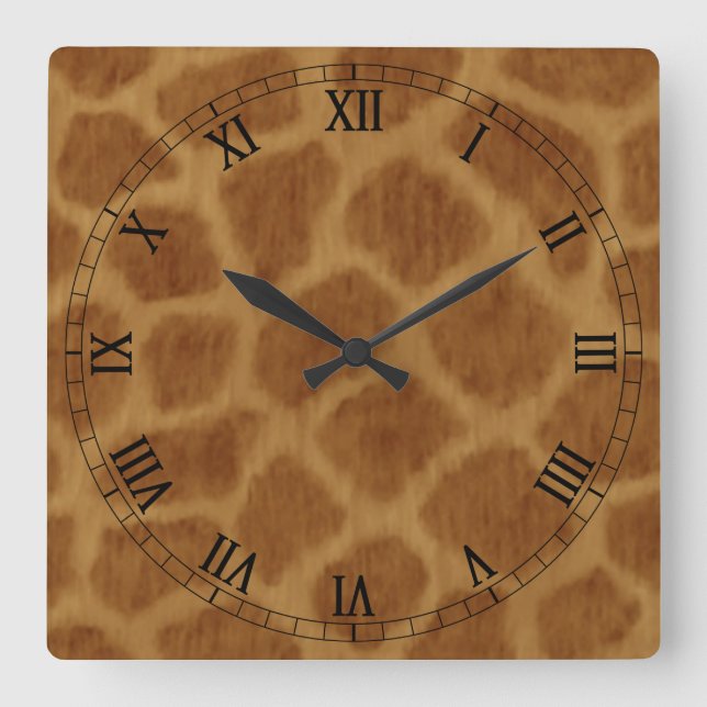 Giraffe Square Roman Numerals Clock Fyrkantig Klocka (Framsida)