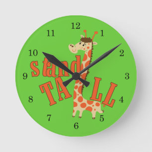 Giraffe stand Tall Rund Klocka