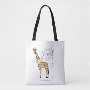 Giraffe står alltid upp för modern vattenfärg tygkasse