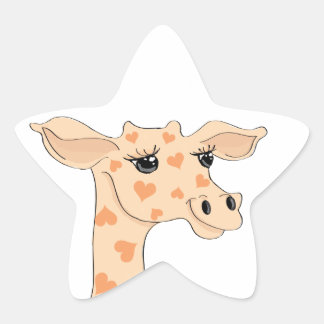 Giraffe Star Sticker Stjärnformat Klistermärke