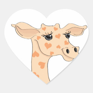 Giraffe Sticker Hjärtformat Klistermärke