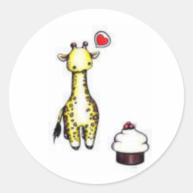 Giraffe Stickers Runt Klistermärke (Framsida)