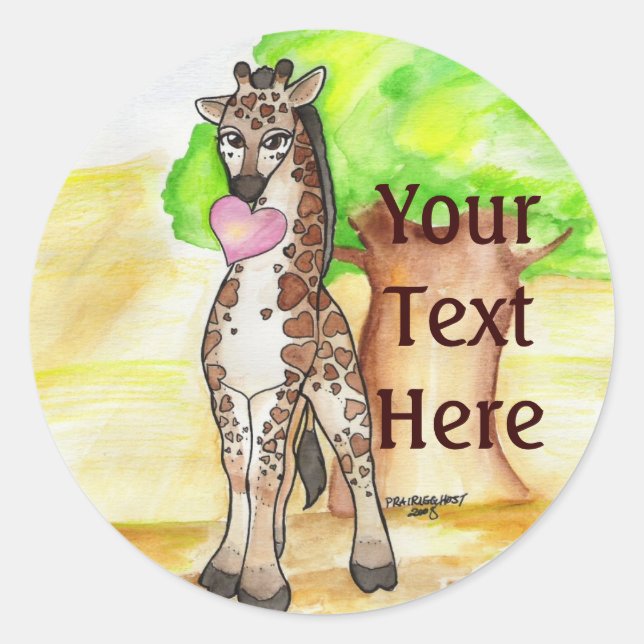 Giraffe Stickers Runt Klistermärke (Framsida)