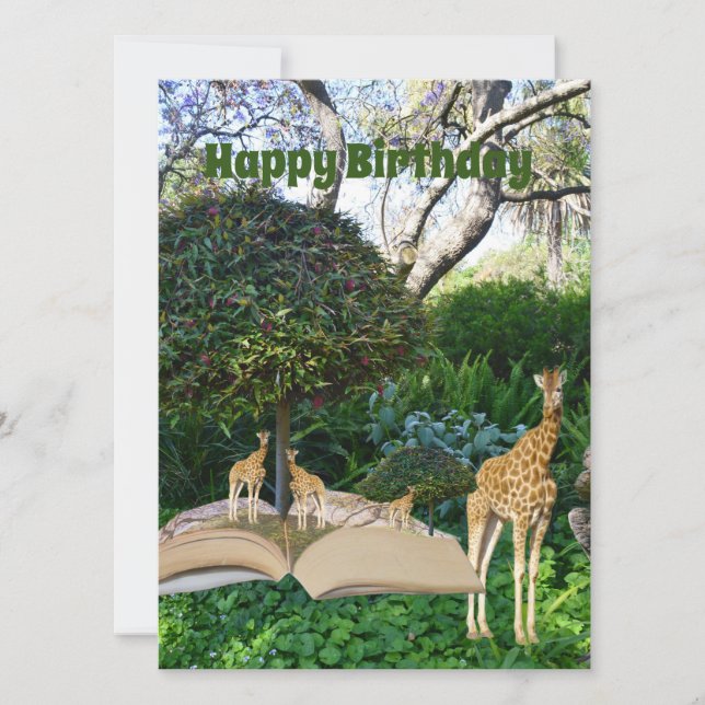 Giraffe Story Bok Birthday Kort (Framsida)