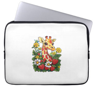 Giraffe Strawbär och Flowers Graphic Cute Gira Laptop Fodral