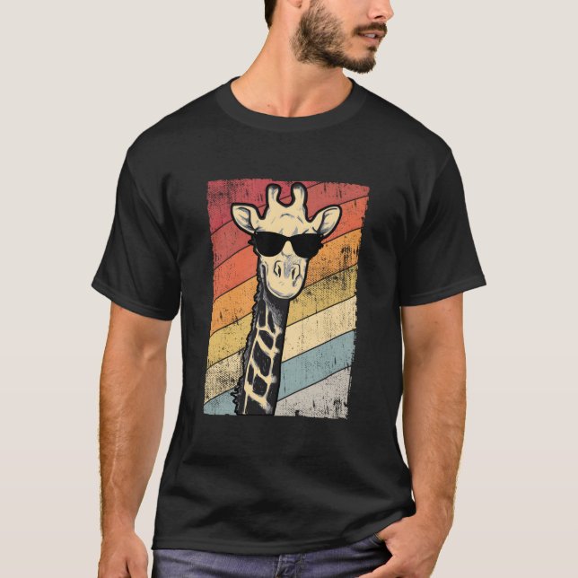 Giraffe Sunglasses Animal T Shirt (Framsida)