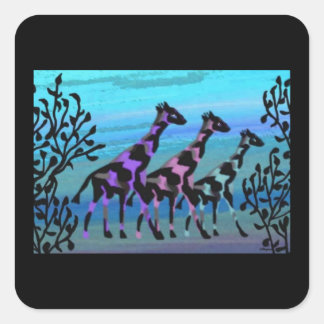 Giraffe Sunrise Stickers Fyrkantigt Klistermärke
