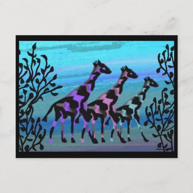 Giraffe Sunrise-vykort Vykort (Framsida)