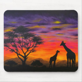 Giraffe Sunset Giraffe Scenia Art Mouse Pad Musmatta